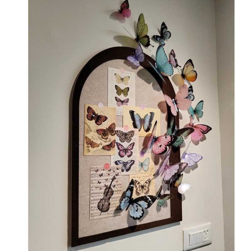 蝴蝶毛毡板墙贴照片墙展示板卧室玄关背景羊毛毡立体奶油墙面墙上