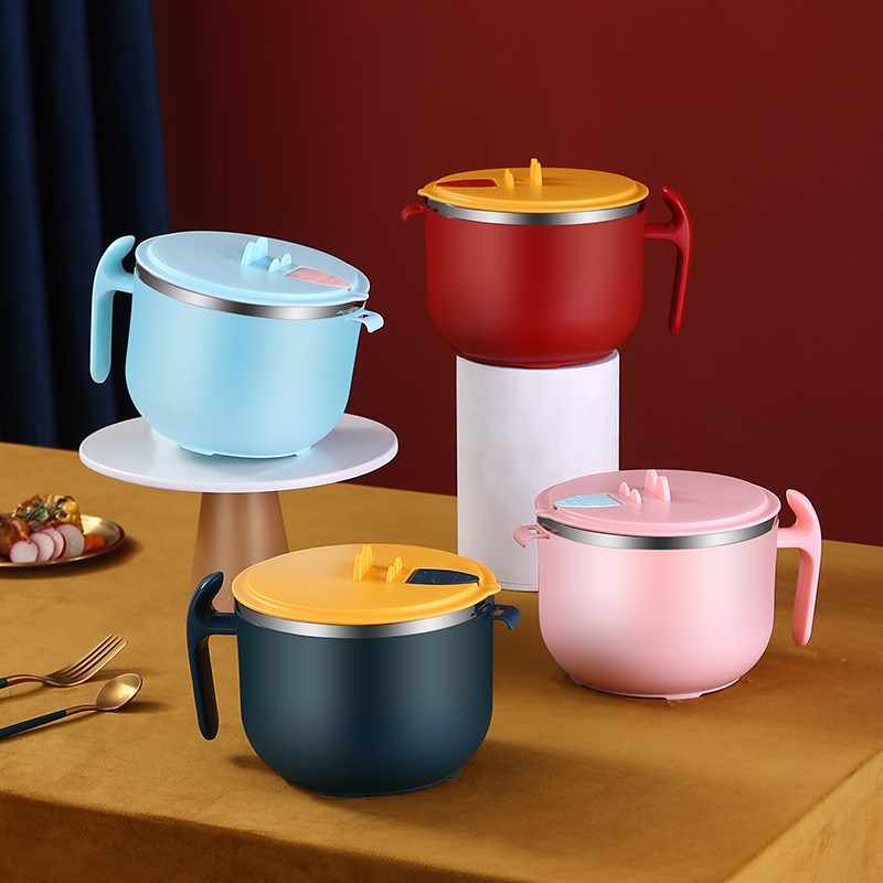 304不锈钢泡面碗 上班族学生宿舍泡面杯方便面碗食堂带盖大号饭盒