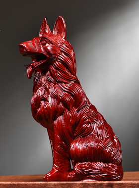 红花梨木雕生肖狗摆件大号实木犬家居客厅办公玄关装饰红木工艺品