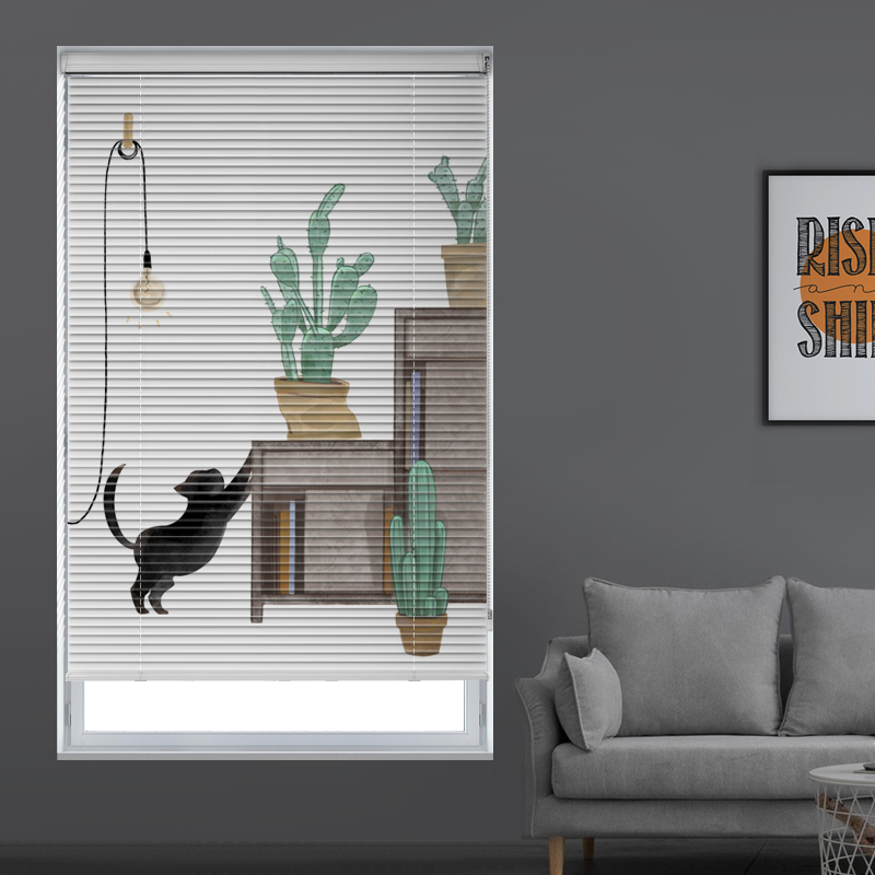 德国慕安娜高清印花百叶窗帘免打孔窗帘卫生间浴室防水遮光遮阳帘