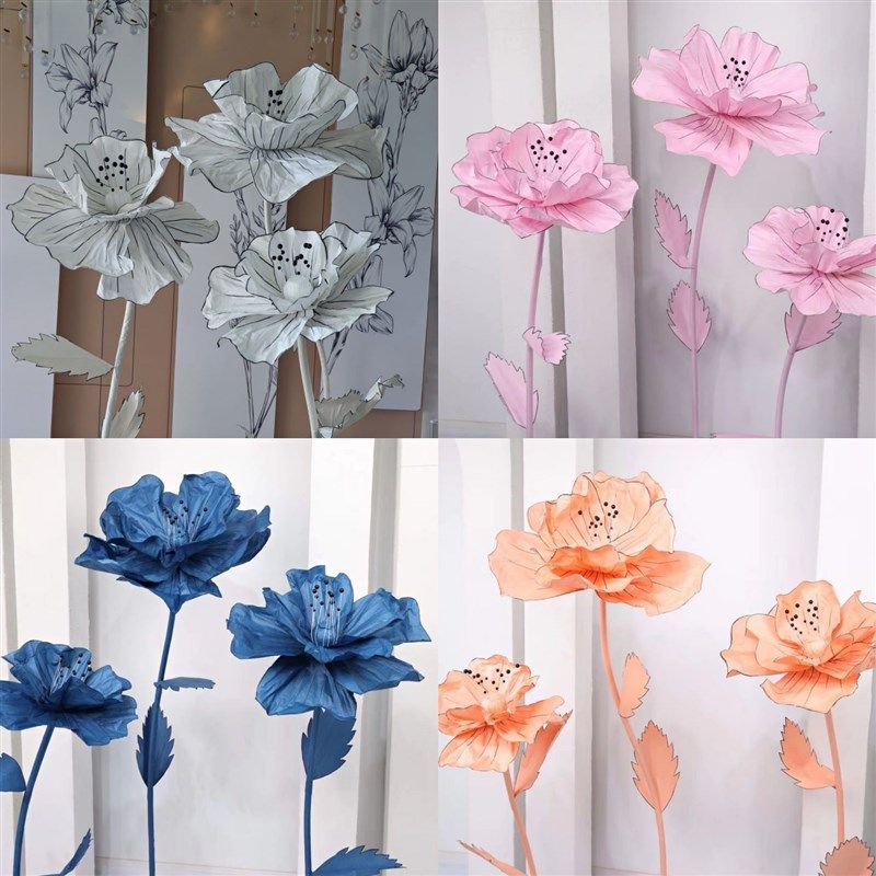 新款手工立体纸艺水墨花描边花婚庆路引橱窗陈列商业活动装饰道具,节庆用品/礼品,路引,淘宝优惠券,粉丝福利购,淘宝优惠卷