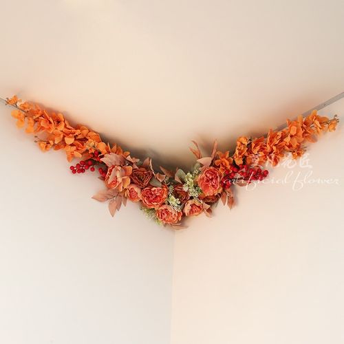 婚礼婚房布置房间墙角花艺假花天花板装饰高档仿真花婚庆道具绢花