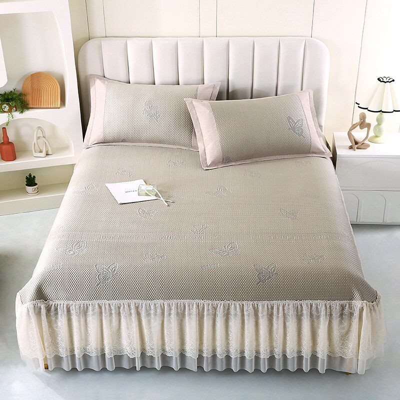 夏季冰豆豆凉席床裙款凉席三件套冰丝席空调软席子可水洗机洗防滑,床上用品,床裙,淘宝优惠券,粉丝福利购,淘宝优惠卷