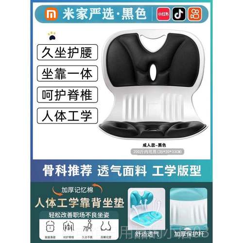 正品办公室人体神工学坐姿椅座椅靠垫一体护腰坐垫器久支坐腰靠背