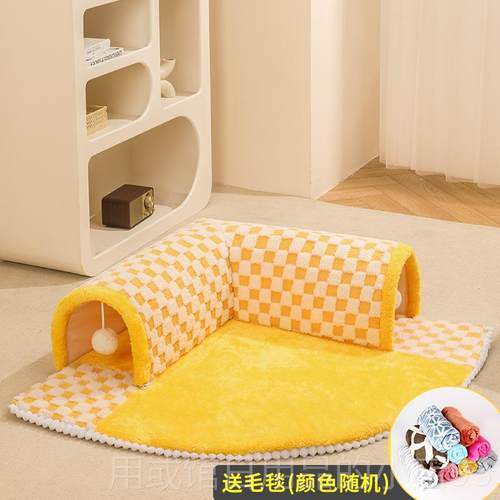 正品全隧道猫窝冬天保拆暖季通用封闭式可洗四安感猫床猫咪躲避屋