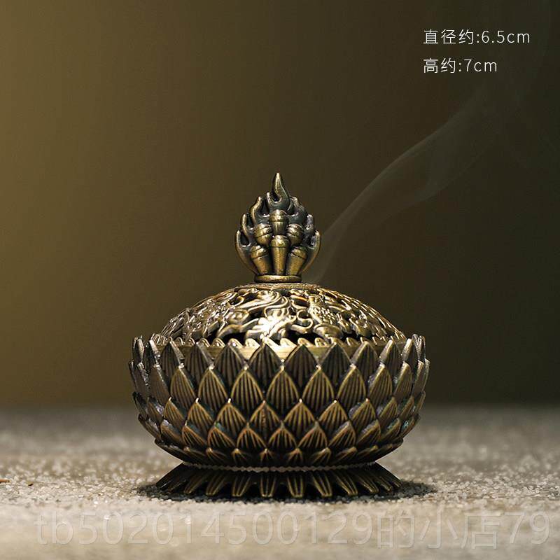 高档仿古莲禅意合花金香炉线盘香炉茶道道摆件室内家用供佛香具薰