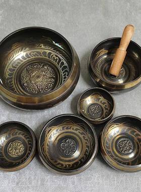 高档尼泊正伽品手工纯响铜佛碗颂钵尔转经碗瑜钵摆件铜罄音疗静心