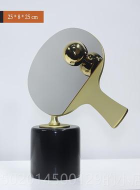 高档创意饰乓球拍摆件公室办客厅酒乒柜装品家居软装陈设轻奢工艺