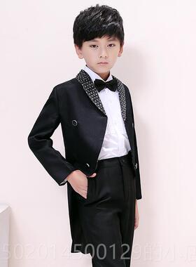 高档儿童红色礼童燕尾服服男孩主持婚礼术指魔挥钢琴演出服韩版男