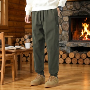 工装裤男军绿色宽松束脚多口袋休闲长裤春季