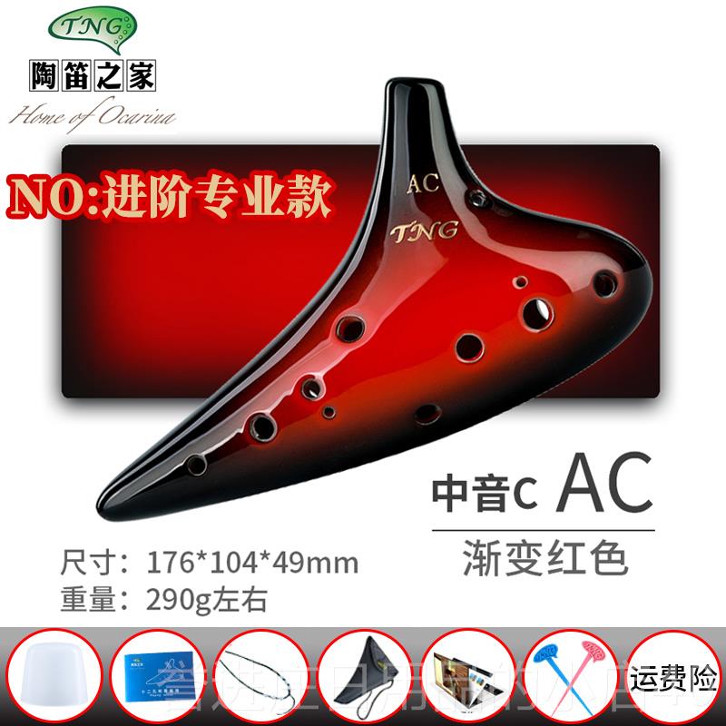 正品台湾TN奏原装1G2孔陶笛薰烧中音AC初学者学生C素烧专业演调级