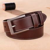 正品 带休闲牛仔百 皮裤 带男士 中真皮铜针扣全首层纯牛皮皮青带男士