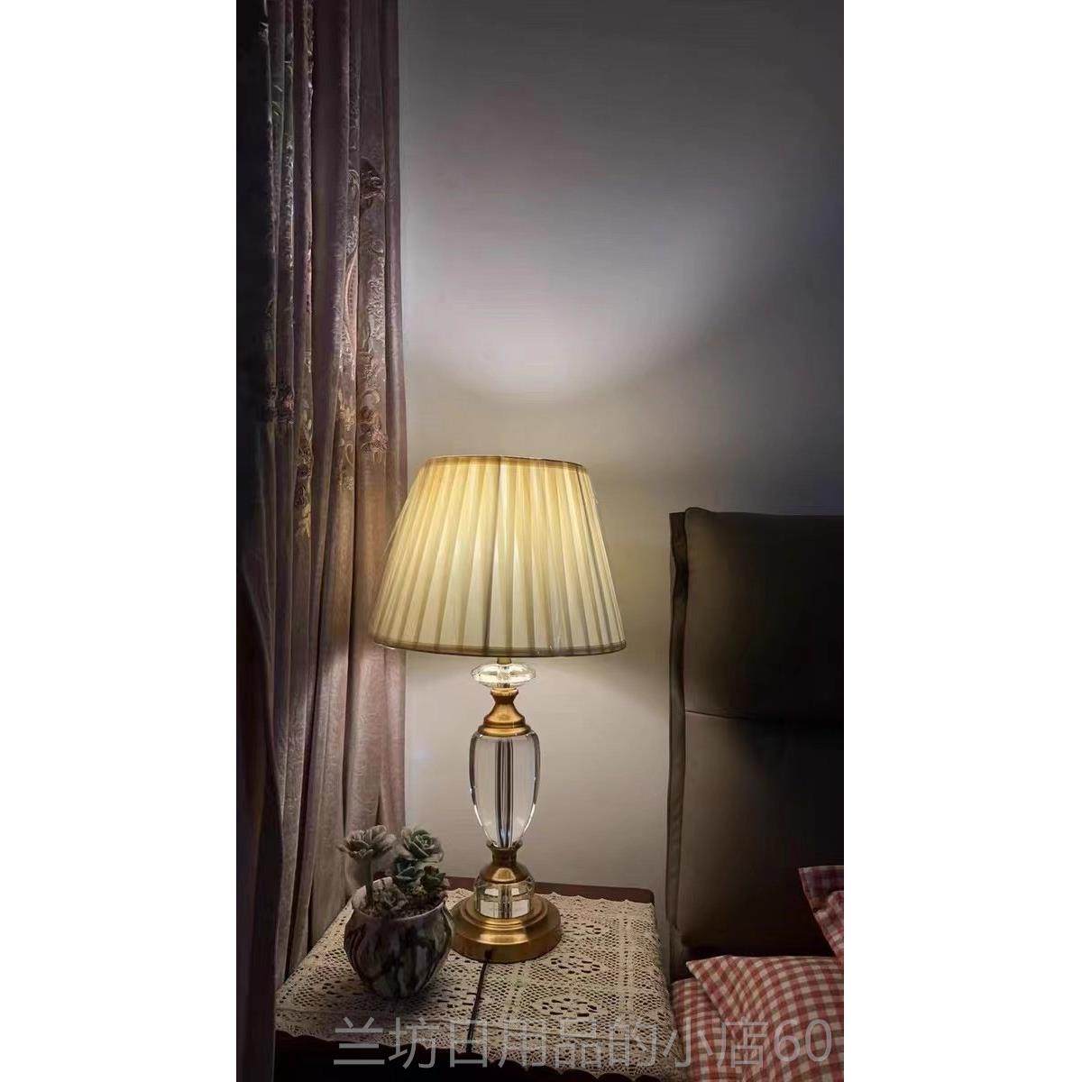 高档口创代新中式欧式复古意水晶客厅台灯出美式乡村卧室床现头玄