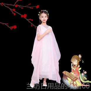 高档古连筝新款 衣裙白仙女裙民乐儿童生初高中成人表 演出服纱水袖