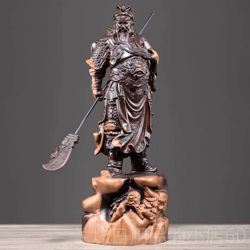高档黑檀木雕刻关公摆件实木客厅装饰武神关关神二爷像佛财像工羽