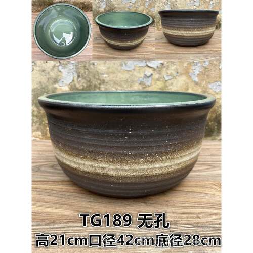 高档落地荷花睡莲花盆40特cm口大径瓷无孔水培陶鱼缸龟缸艺术造景