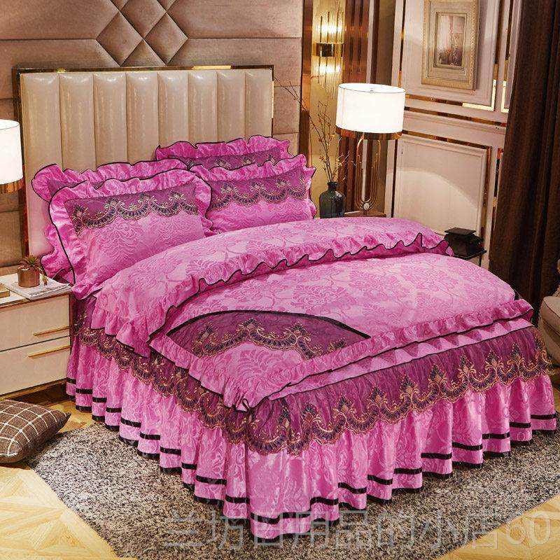 高档欧式天鹅绒四件套床裙款秋季被短毛人绒床罩4件套双花边套81.,床上用品,床品套件/四件套/多件套,淘宝优惠券,粉丝福利购,淘宝优惠卷