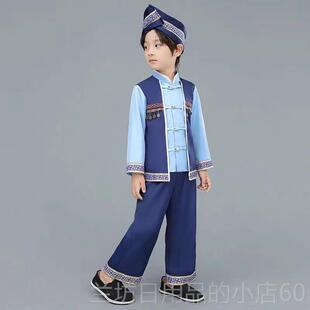 高档广西月三壮族族服装民女改三良版男女儿童壮族舞演蹈一整套出