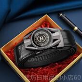 潮百搭简约腰时尚 高档竞霸保带罗真皮皮带扣男士 自动流纯牛皮个性