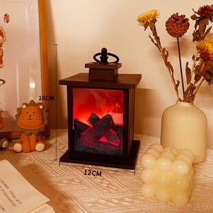 高档仿小真火焰灯氛围感灯灯台卧室床头炉桌摆件假火壁炉直播装饰