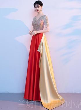 高档大合唱团演出服色长裙合唱队八一红歌汇服变装诗朗诵比演女赛