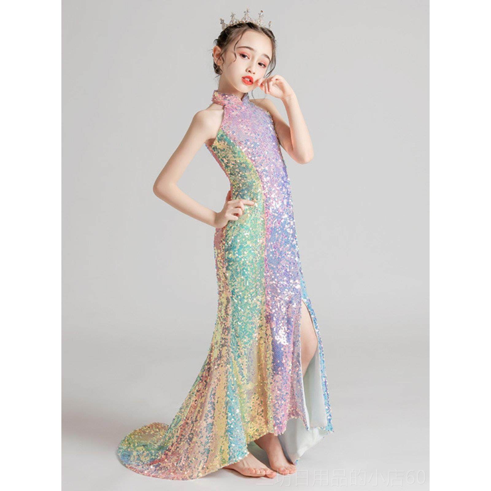 高档女童国晚礼服鱼儿尾小女公主裙亮片拖尾童潮模特孩舞台走秀演,童装/婴儿装/亲子装,儿童礼服,淘宝优惠券,粉丝福利购,淘宝优惠卷