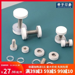 304不锈钢烤漆白色双头广告钉玻璃夹钉双面装饰 相框展示固定配件