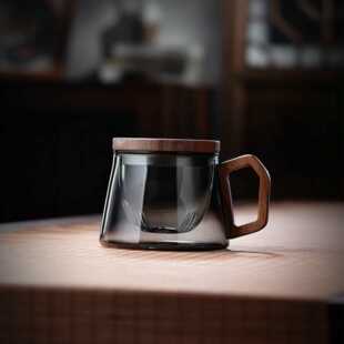 全度玻璃茶杯茶水分离杯子办公室家用带盖过滤杯泡花茶红茶三件杯