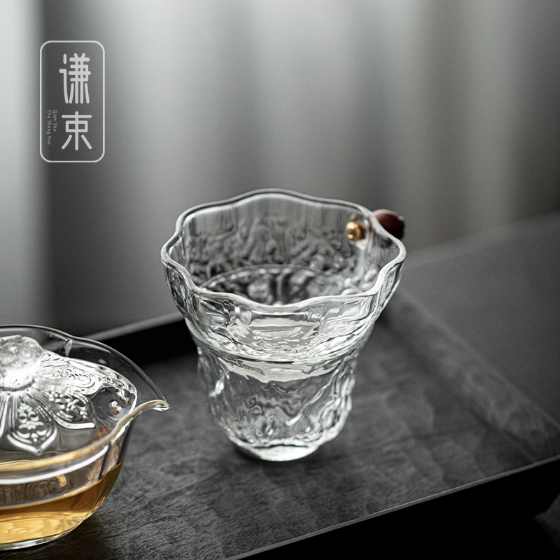 谦束木珠玻璃茶漏功夫茶具配件滤茶器泡茶家用茶叶过滤网漏斗滤茶