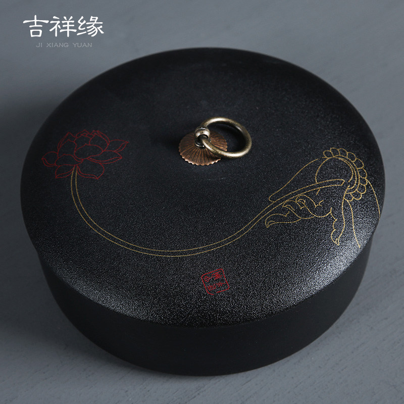 黑陶普洱茶叶罐大号白茶饼罐茶叶盒存醒茶罐一饼二饼罐陶瓷礼盒装