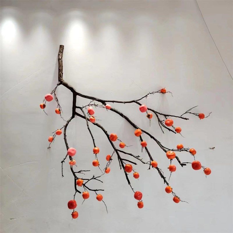 仿真柿子树悬挂倒挂式柿子树枝餐厅饭店会所装饰假树干树枝造景,家居饰品,干花/花瓣/干花包/干树枝,淘宝优惠券,粉丝福利购,淘宝优惠卷