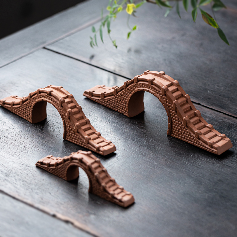 中式陶瓷小桥拱桥古桥模型假山流水微景观盆景装饰品鱼缸造景摆件