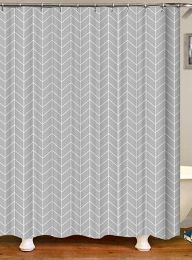 灰色几何简约浴帘防水-c型塑料挂钩150-160克【每平方】 来图尺寸