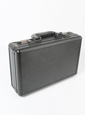 黑色铝合金密码锁检测设备箱便携金属展示箱内衬压花EVA海绵