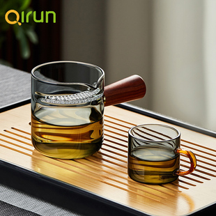 玻璃月牙公道杯茶漏一体绿茶专用茶具过滤泡茶公杯滤网功夫分茶器