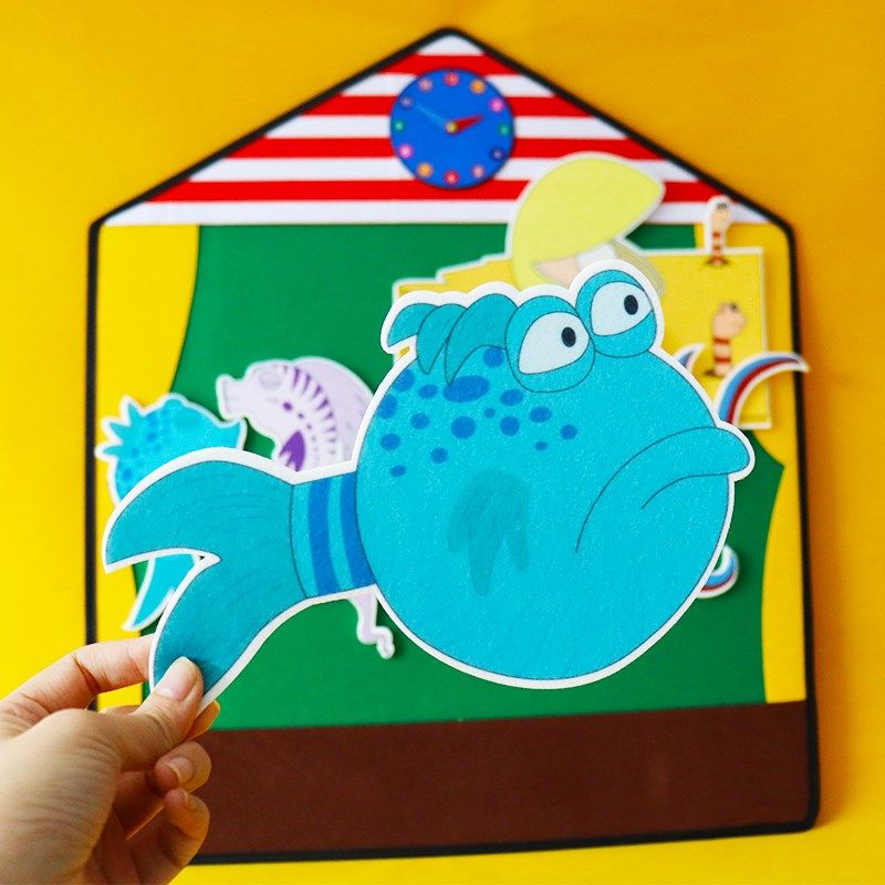 噘嘴巴的大头鱼毛毡绘本看图讲故事英文教学教具幼儿园围裙剧道具,玩具/童车/益智/积木/模型,其它早教玩具类,淘宝优惠券,粉丝福利购,淘宝优惠卷