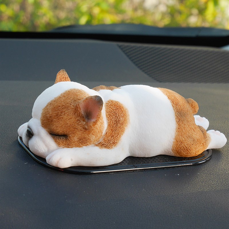 可爱动物汽车摆件树脂模型仿真睡狗创意玩偶公仔汽车内饰摆件桌面