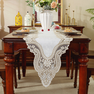 唯米9968 蕾丝镂空家用长条形防尘布盖巾电视斗柜餐桌桌旗 69欧式