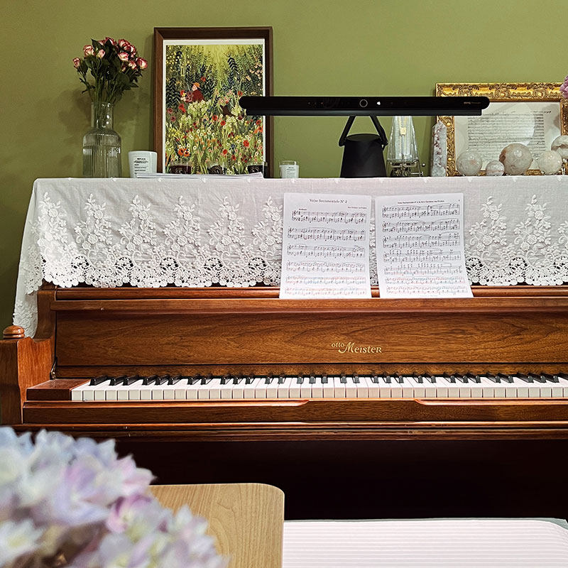 生如夏花钢琴罩白色蕾丝半罩法式复古防尘保护全罩电子琴凳罩定制
