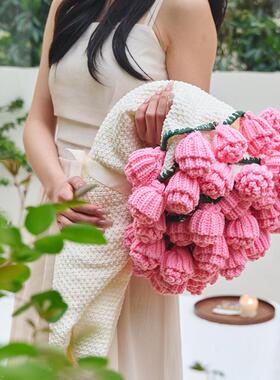 现货手工玫瑰毯情人节520花朵毛毯铃兰花毯成品玫瑰花束毯子成品