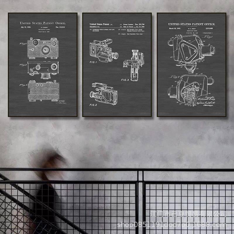 照相机分解图挂画摄影机影楼氛围影视工作室装饰画工业风网红壁画