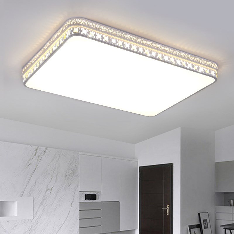 LED长方形锦绣吸顶灯房间遥控温馨客厅餐厅卧室灯大气创意客厅灯