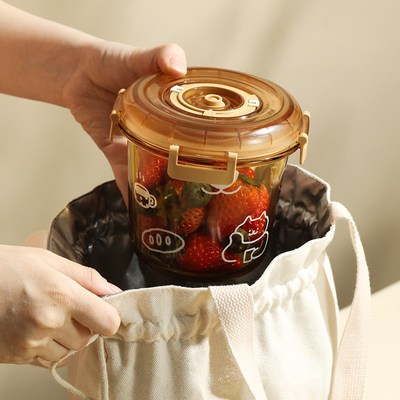 蓝莲花家居高硼硅玻璃食品级饭盒上班族带饭餐盒保鲜盒分隔便当盒