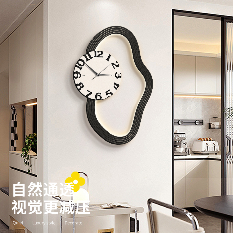 现代简约客厅装饰画高级感餐厅创意钟表挂画电视墙时尚百搭挂钟画