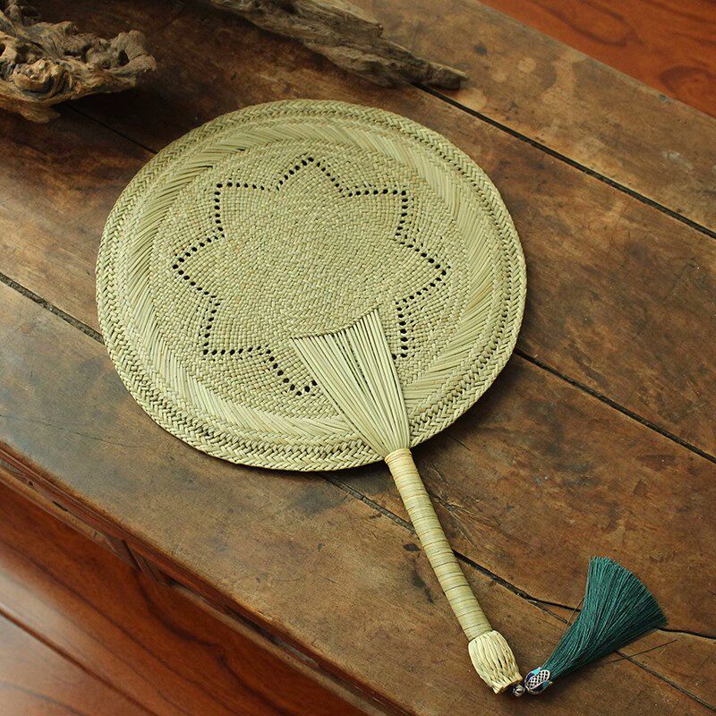 异兴席草蒲扇手工编织夏季老式驱蚊古风团扇国风手摇草编竹编扇子