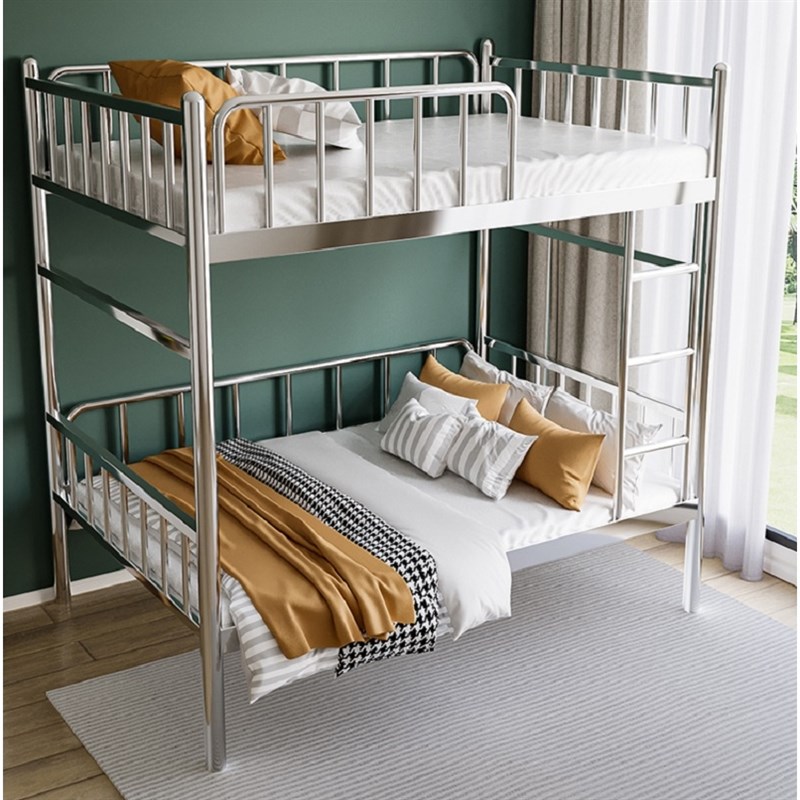 304不锈钢床双层上下铺家用子母床宿舍特厚出租房学校铁艺床