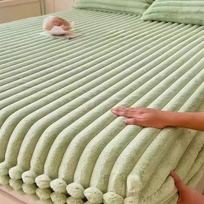 2025新款兔毛绒床笠罩单件加绒床垫保护罩加厚冬季牛奶珊瑚绒床单