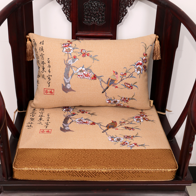 中式古典沙发坐垫抱枕腰枕红木椅垫加厚海绵座垫椅垫定做靠垫套装