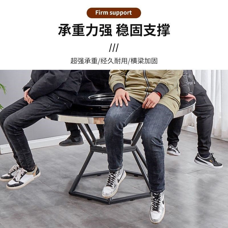 钢化玻璃火锅桌带转盘电磁炉一体圆桌饭店餐厅商用餐桌家用饭桌架