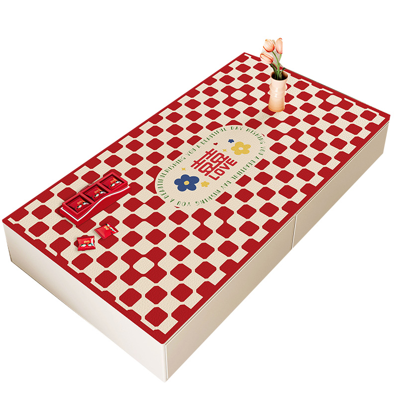 茶几垫结婚桌布客厅高级感红色长方形防油防水桌垫防烫免洗pvc